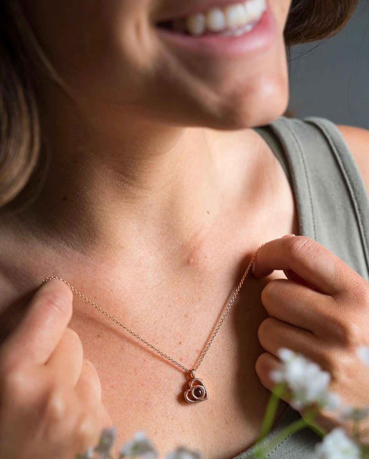 カスタム写真入りハートペンダント