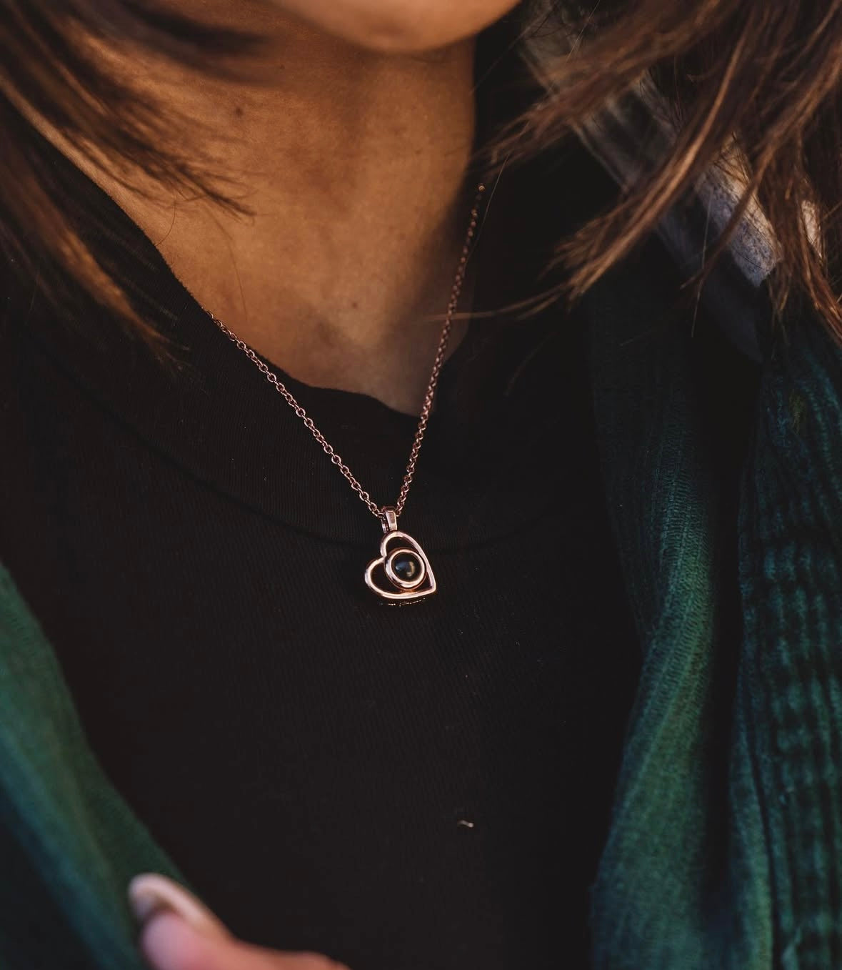 カスタム写真入りハートペンダント